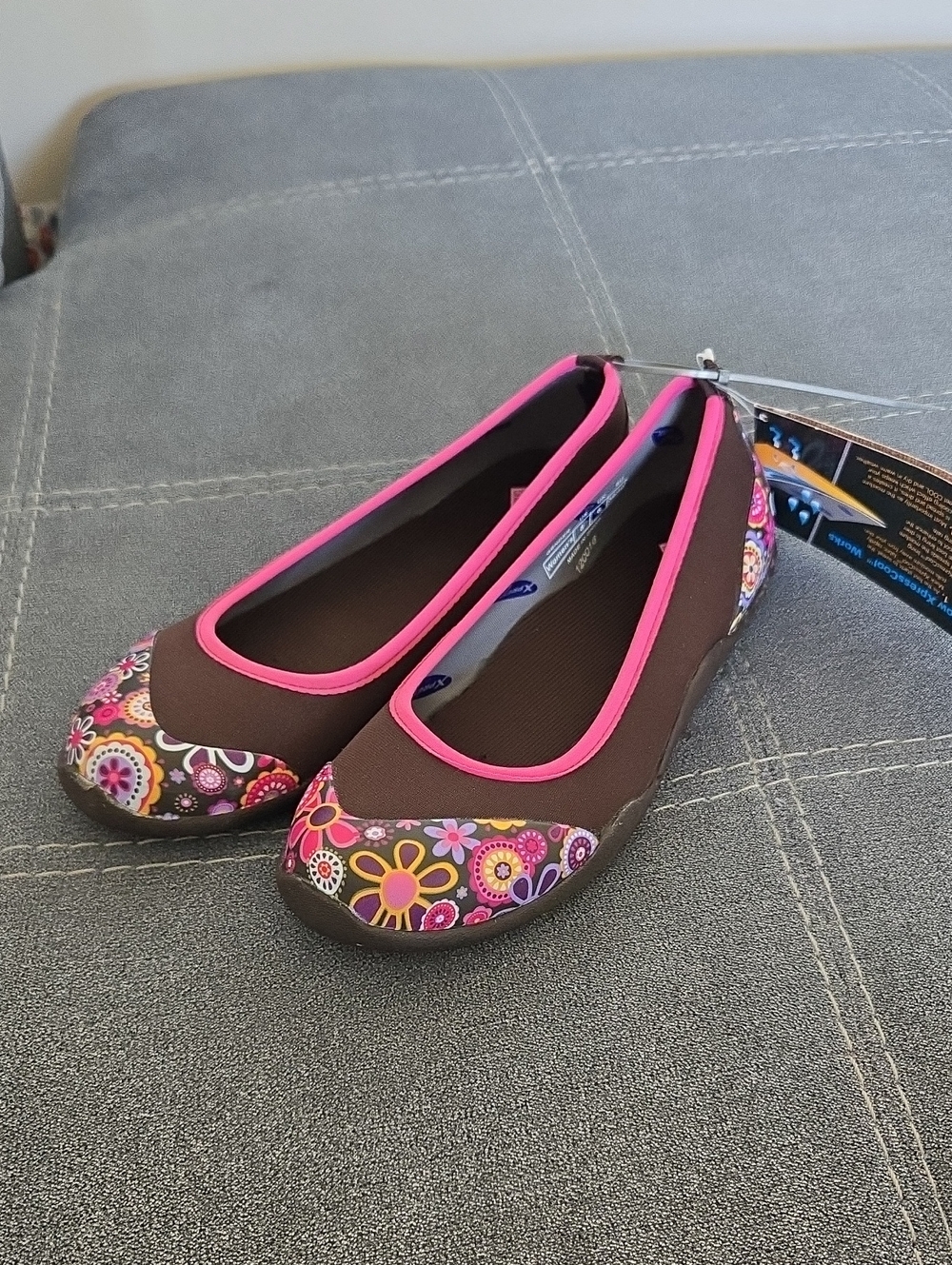 Muck Boots Co. Women’s Brown Floral Ballet Flats with Pink Trim